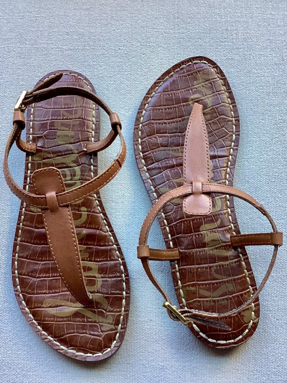 Sam Edelman Sz 5.5 Gigi Tan Leather Thong Sandals